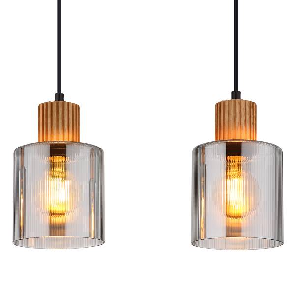 Pendelleuchte Aleidis Typ A - Rauchglas / Eisen - Flammenanzahl: 3