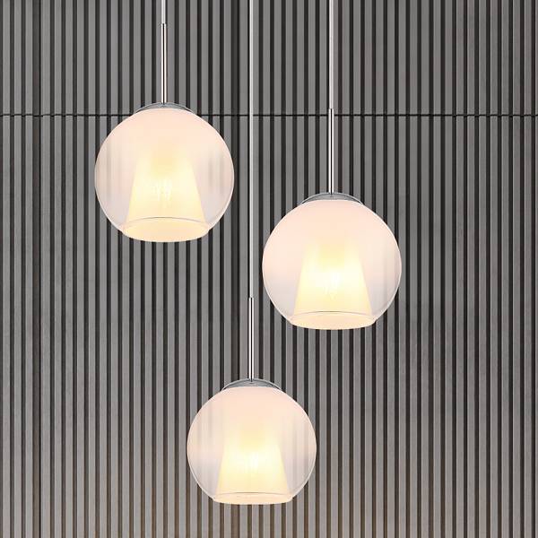 Pendelleuchte Barry Typ F - Opalglas / Eisen - 3-flammig