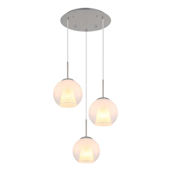 Pendelleuchte Barry Typ F - Opalglas / Eisen - 3-flammig