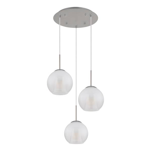 Pendelleuchte Barry Typ F - Opalglas / Eisen - 3-flammig