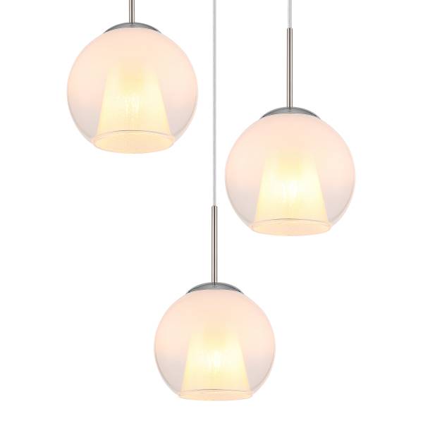 Pendelleuchte Barry Typ F - Opalglas / Eisen - 3-flammig