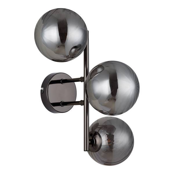 Wandleuchte Conor - Rauchglas / Eisen - 3-flammig - Schwarz