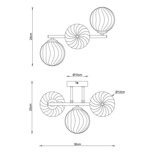 Wandleuchte Conor - Rauchglas / Eisen - 3-flammig - Schwarz