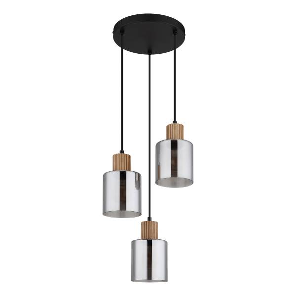 Pendelleuchte Aleidis Typ B - Rauchglas / Eisen - 3-flammig