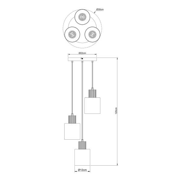 Pendelleuchte Aleidis Typ B - Rauchglas / Eisen - 3-flammig