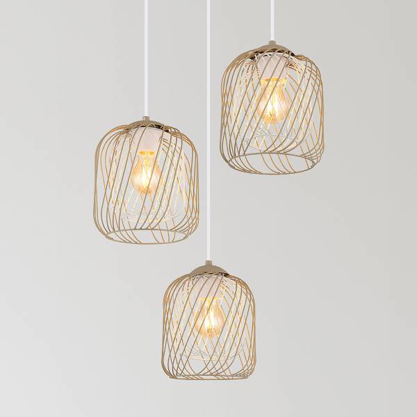 Pendelleuchte Dichti Typ B - Eisen - 3-flammig - Beige