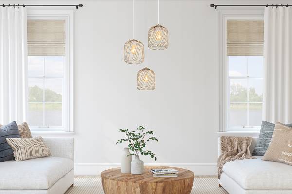 Pendelleuchte Dichti Typ B - Eisen - 3-flammig - Beige