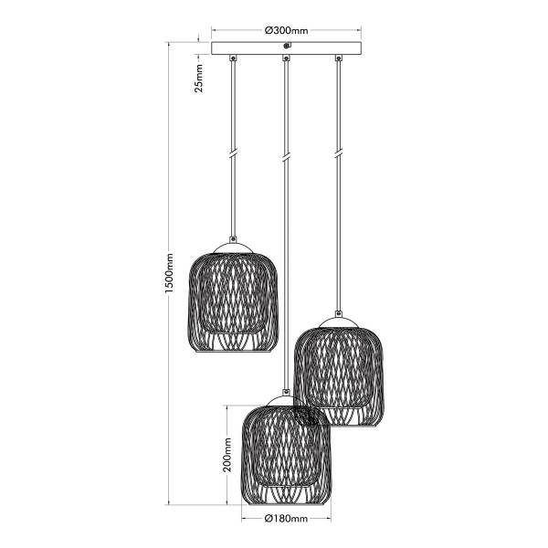 Pendelleuchte Dichti Typ B - Eisen - 3-flammig - Beige