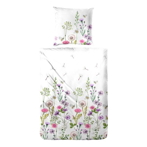 Renforcé-Bettwäsche Oh my Garden - Renforcé - Flieder / Rosa - 135 x 200 cm + Kissen 80 x 80 cm