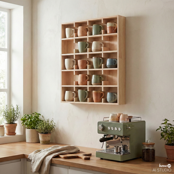 Furniertes Tassenregal SONDEY Typ B - Höhe: 79 cm