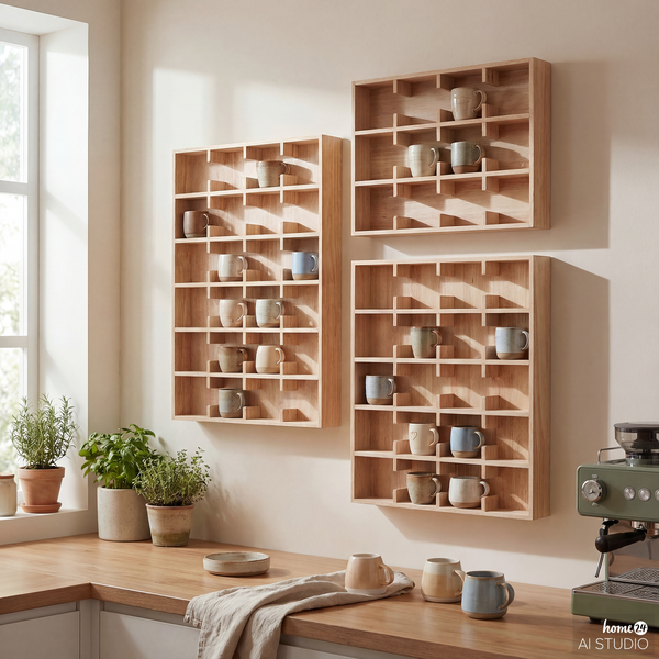 Furniertes Tassenregal SONDEY Typ B - Höhe: 79 cm