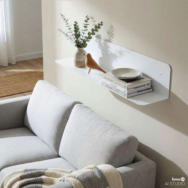 Wandboard Beikou Typ B - Metall - Weiß - 80 x 15 cm - 1er Set