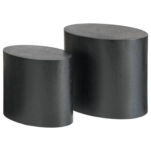 Beistelltisch Elipse oval 2er-Set - Echtholzfurnier - Esche Schwarz