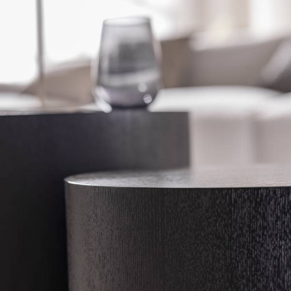 Beistelltisch Elipse oval 2er-Set - Echtholzfurnier - Esche Schwarz