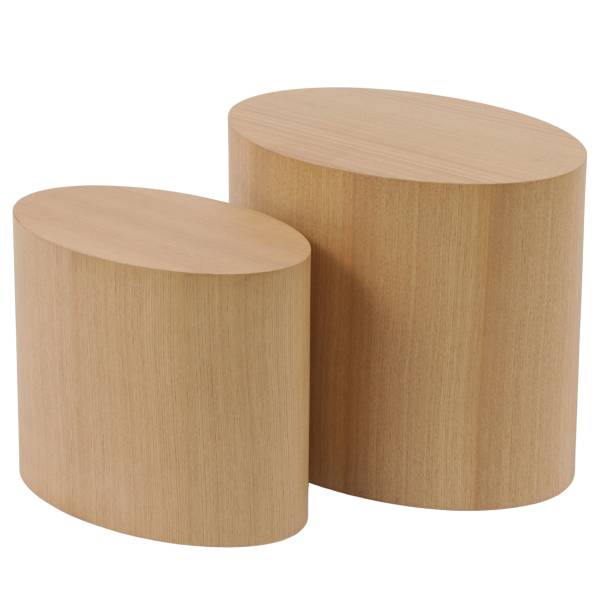 Beistelltisch Elipse oval 2er-Set - Echtholzfurnier - Esche Hell