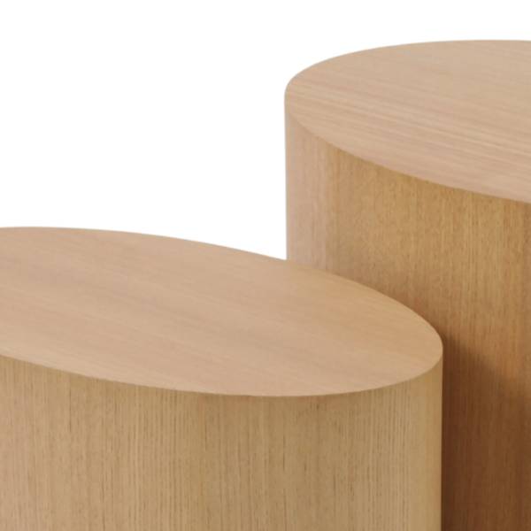 Beistelltisch Elipse oval 2er-Set - Echtholzfurnier - Esche Hell