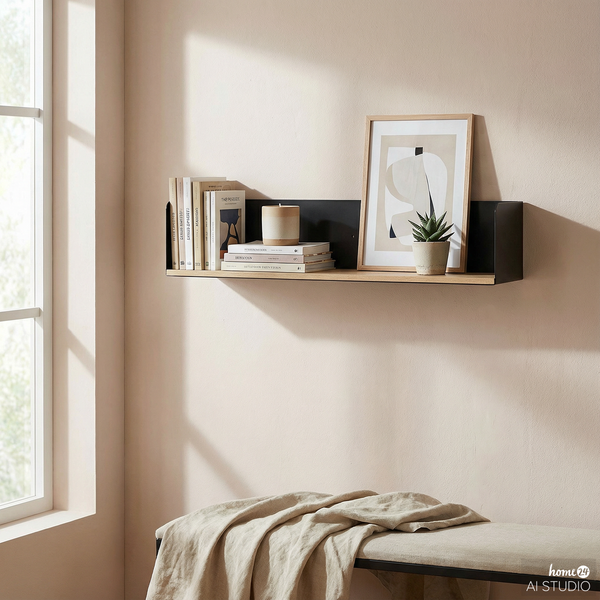 Wandboard Beikou Typ A - Echtholzfurnier - Tanne - Schwarz - 100 x 18 cm - 1er Set