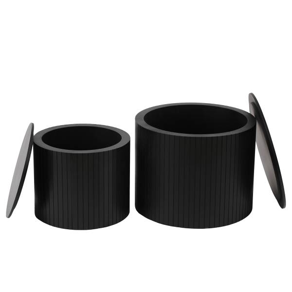 Couchtisch Moween 2er-Set - Echtholzfurnier - Esche Schwarz