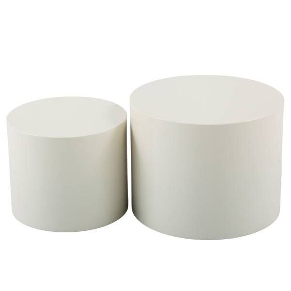 Beistelltisch Elipse rund 2er-Set - Hochglanz Beige