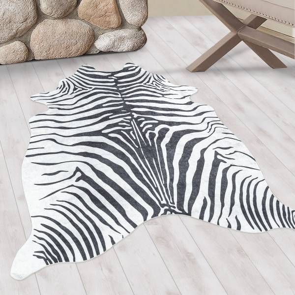 Fellteppich Etosha Typ A - Polyester - Schwarz - 100 x 135 cm