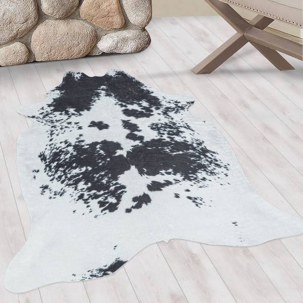 Fellteppich Etosha Typ D - Polyester - Schwarz / Weiß - 100 x 135 cm