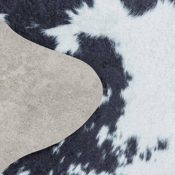 Fellteppich Etosha Typ D - Polyester - Schwarz / Weiß - 100 x 135 cm