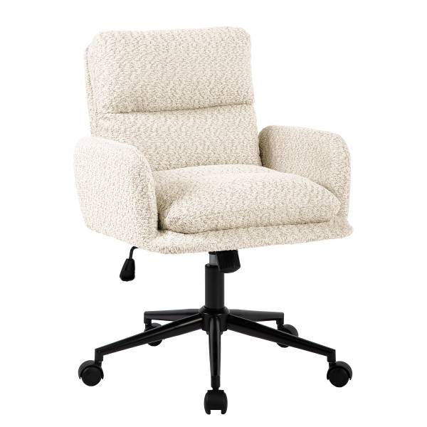 Bürostuhl MUSUDA - Strukturstoff / Eisen - Creme / Schwarz