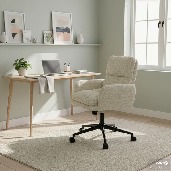 Bürostuhl MUSUDA - Strukturstoff / Eisen - Creme / Schwarz