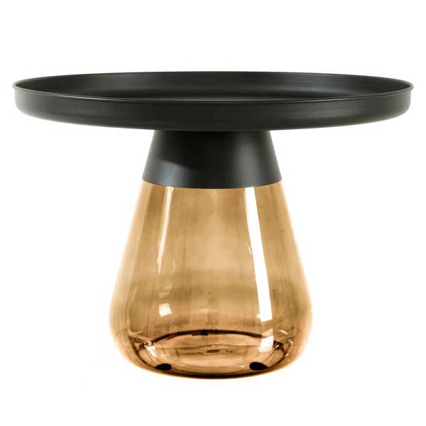 Couchtisch Caviatta - Glas / Metall - Hellbraun - 43 x 43 cm