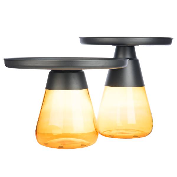 Couchtisch Caviatta - Glas / Metall - Hellbraun - 53 x 53 cm
