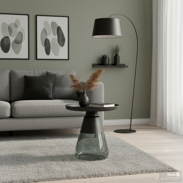 Couchtisch Caviatta - Glas / Metall - Graugrün - 53 x 53 cm