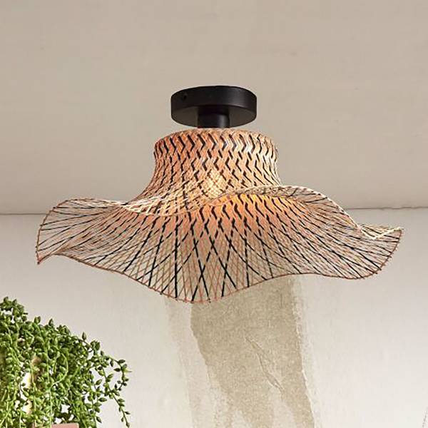 Deckenleuchte Ibiza Typ A - Bambus - 1-flammig - Beige / Schwarz