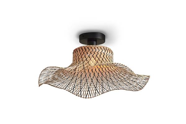 Deckenleuchte Ibiza Typ A - Bambus - 1-flammig - Beige / Schwarz