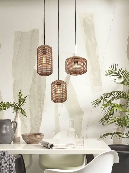 Pendelleuchte Tanami - Beige - Rattan - 25 x 25 x 18 cm