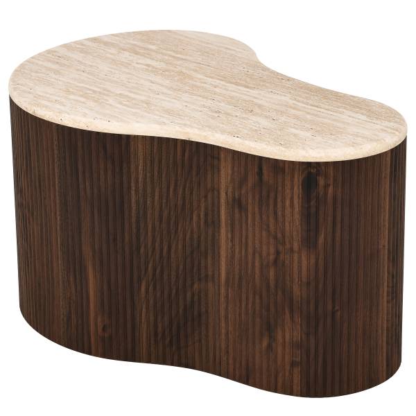 Couchtisch Wawaso - 70 cm - Travertin Dekor / Eiche Dunkel Dekor