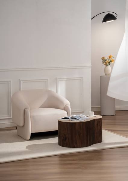 Couchtisch Wawaso - 70 cm - Travertin Dekor / Eiche Dunkel Dekor