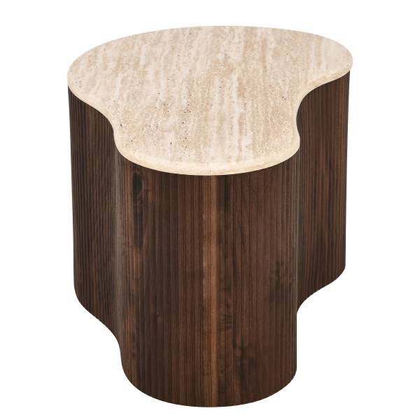 Couchtisch Wawaso - 70 cm - Travertin Dekor / Eiche Dunkel Dekor