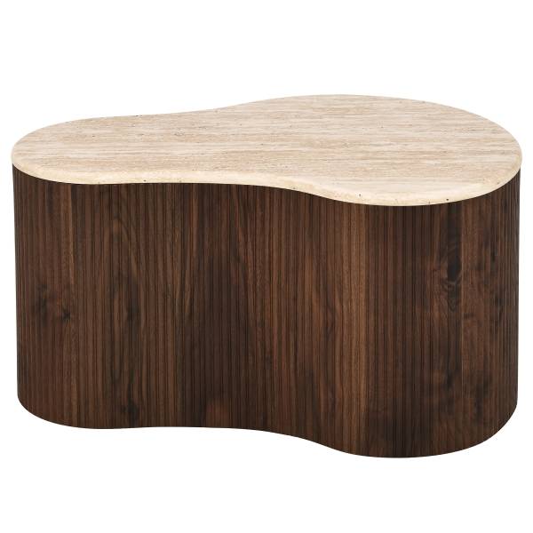 Couchtisch Wawaso - 70 cm - Travertin Dekor / Eiche Dunkel Dekor