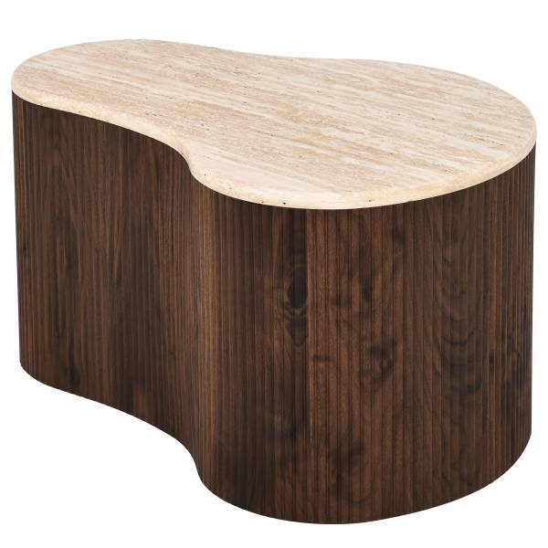 Couchtisch Wawaso - 70 cm - Travertin Dekor / Eiche Dunkel Dekor