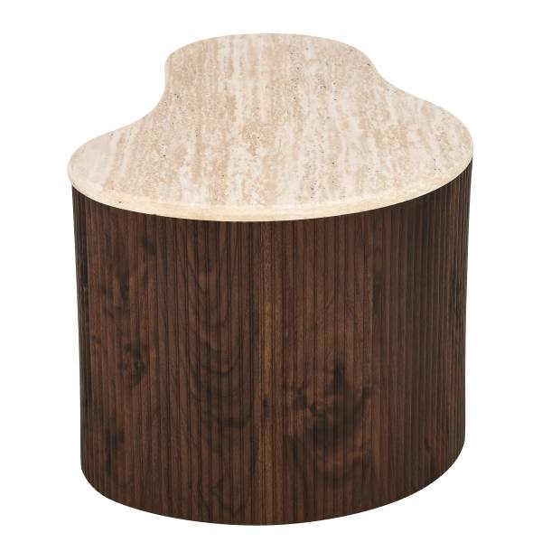 Couchtisch Wawaso - 70 cm - Travertin Dekor / Eiche Dunkel Dekor