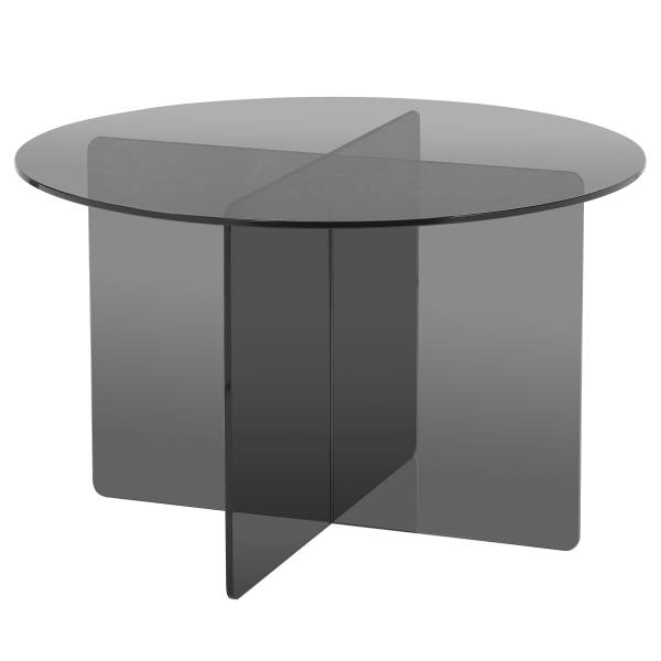 Couchtisch Tunnery - rund - Glas - Grau