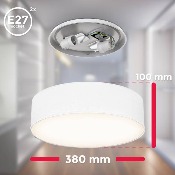 Deckenleuchte Auho Typ A - Aluminium / Strukturstoff - Weiß