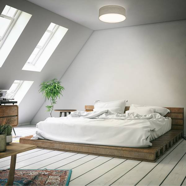 Deckenleuchte Paaho - Aluminium / Strukturstoff - Beige