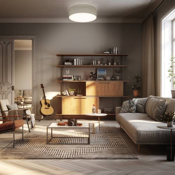 Deckenleuchte Paaho - Aluminium / Strukturstoff - Beige