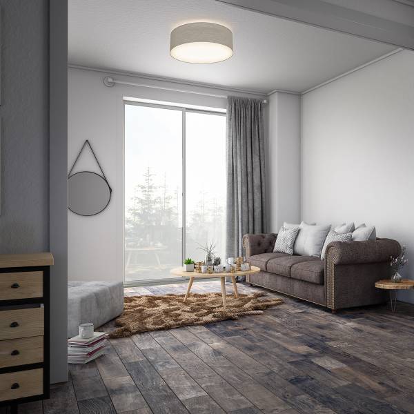 Deckenleuchte Paaho - Aluminium / Strukturstoff - Beige