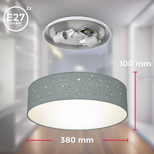 Deckenleuchte Auho Typ B - Aluminium / Strukturstoff - Grau