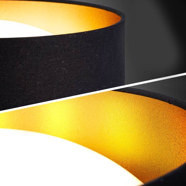 Deckenleuchte Munks - Aluminium / Strukturstoff - Schwarz / Gold