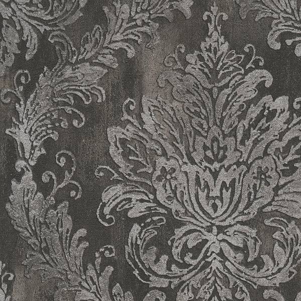 Vliestapete Hoa Luxus Ornamente - Schwarz / Grau