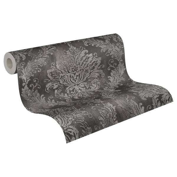 Vliestapete Hoa Luxus Ornamente - Schwarz / Grau