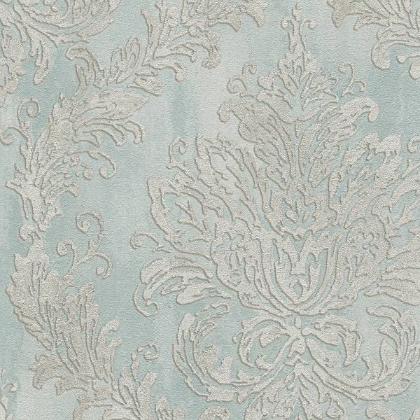 Vliestapete Hoa Luxus Ornamente - Vlies - Taubenblau / Creme